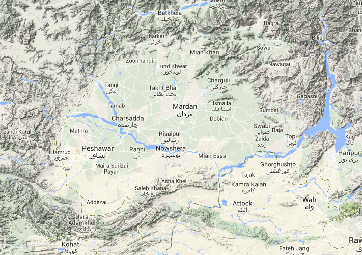 Peshawar Basin encircled by Hills and Mountains